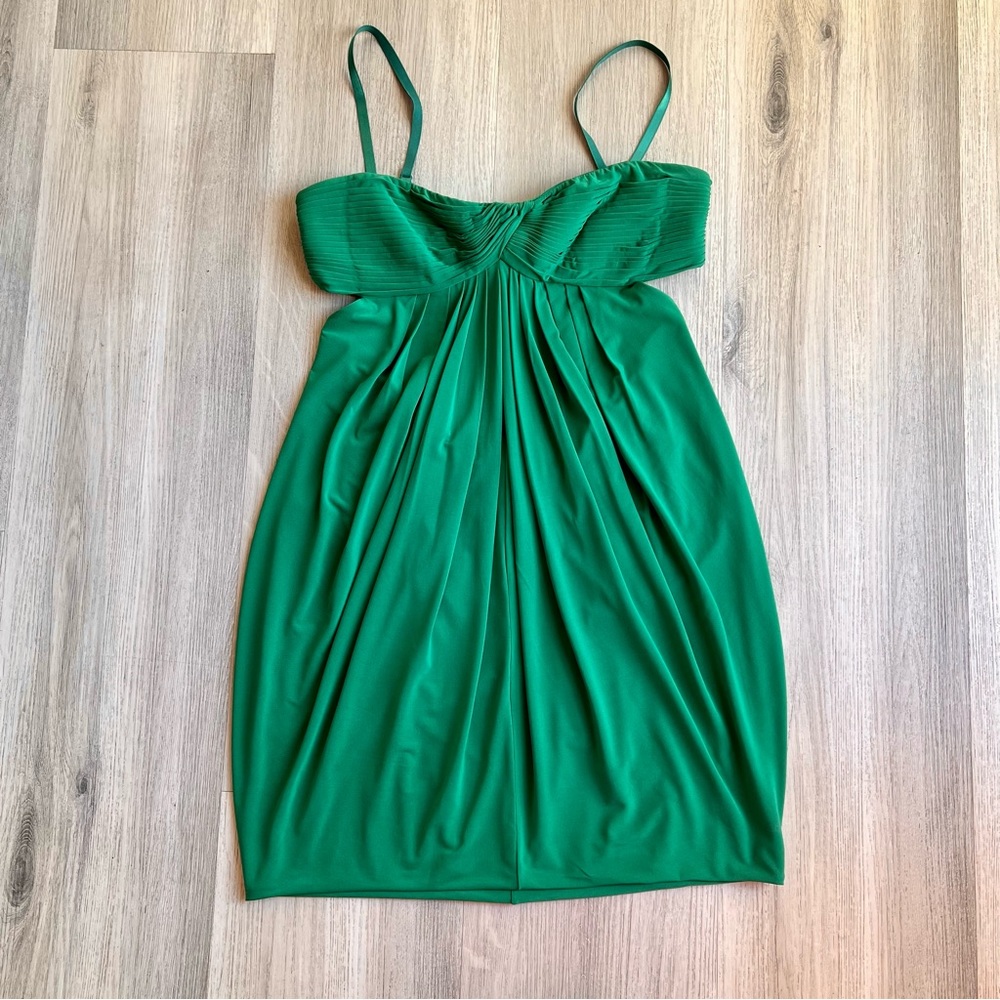 BCBGMaxazria Medium Emerald Green Open Back Mini Dress Strapless Straps - Picture 10 of 16